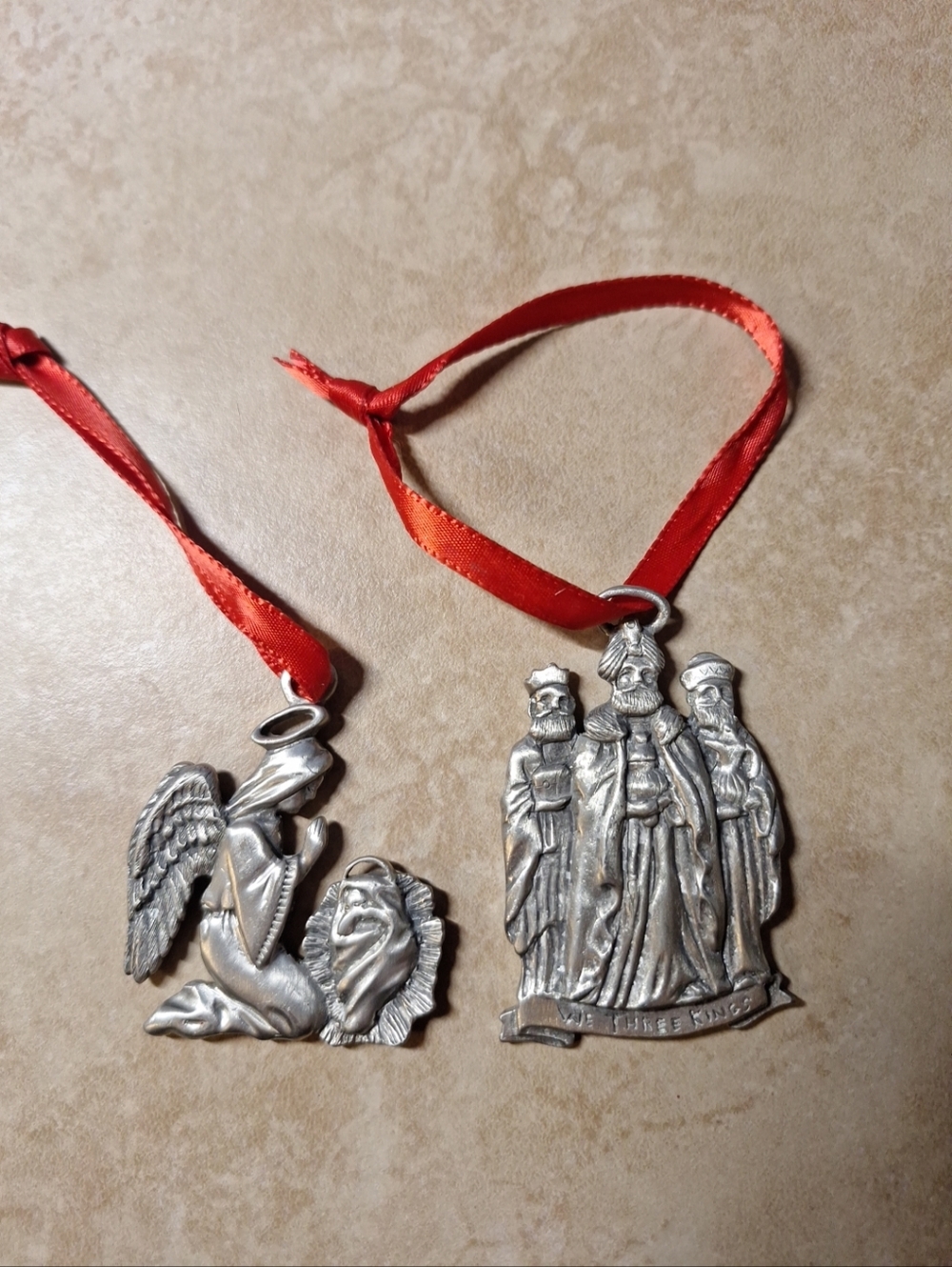 Lindsay Claire Designs Pewter Wise Men/Angel Praying Child Christmas Ornaments